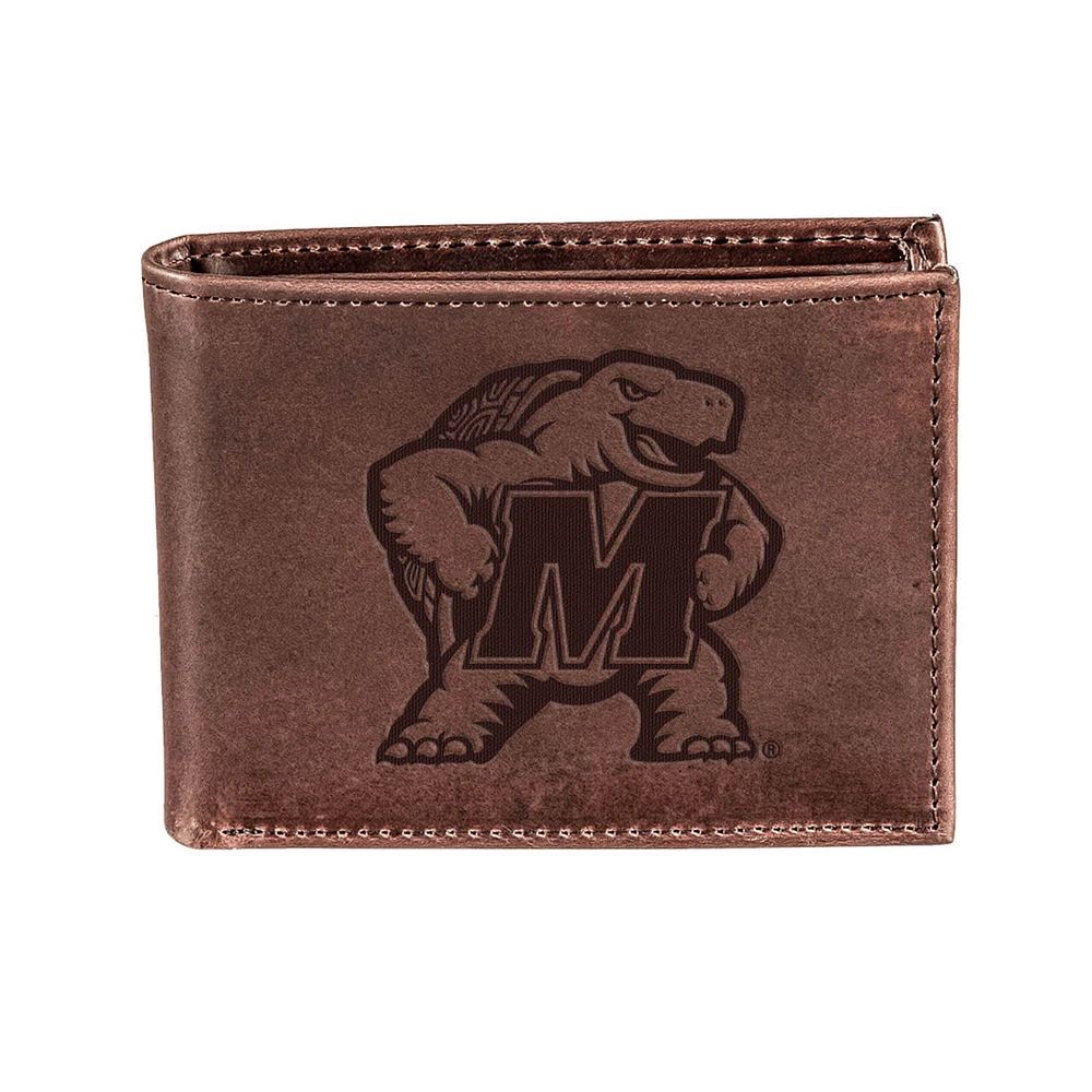 Brown Maryland Terrapins Bi-Fold Leather Wallet