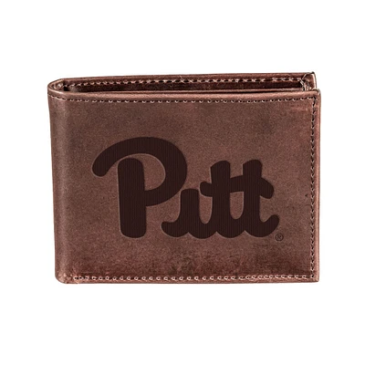 Brown Pitt Panthers Bi-Fold Leather Wallet
