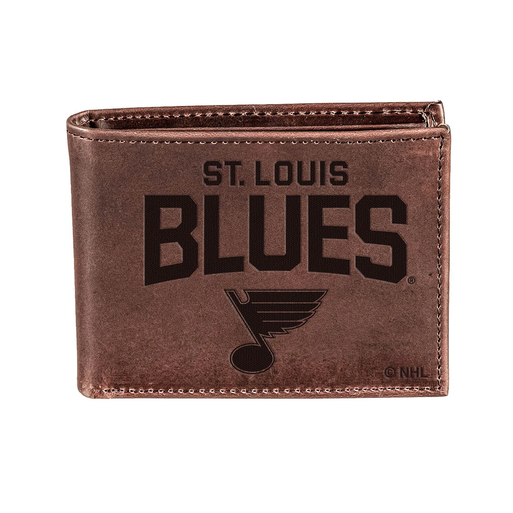 Brown St. Louis Blues Bi-Fold Leather Wallet