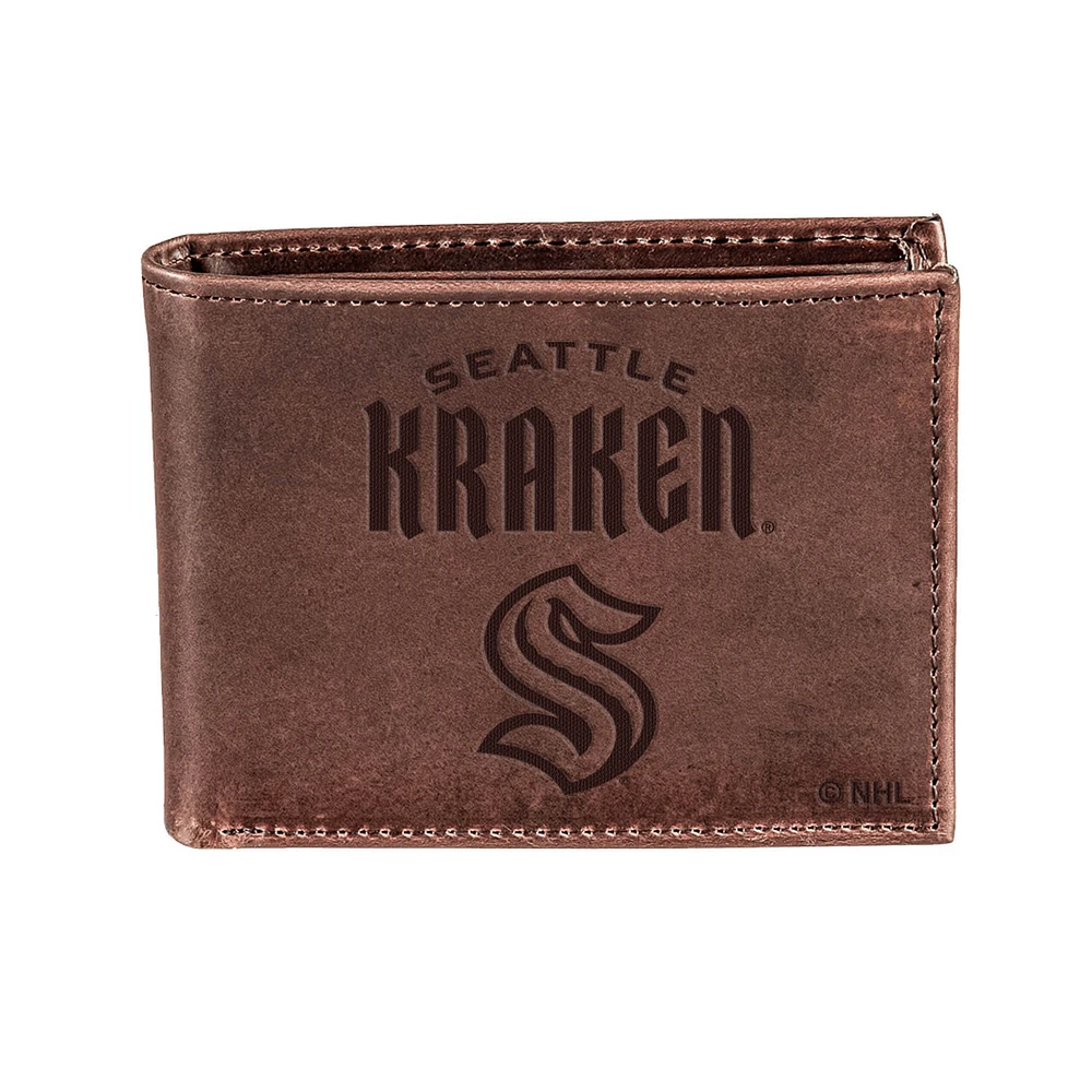 Brown Seattle Kraken Bi-Fold Leather Wallet