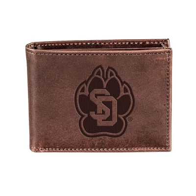Brown South Dakota Coyotes Bi-Fold Leather Wallet