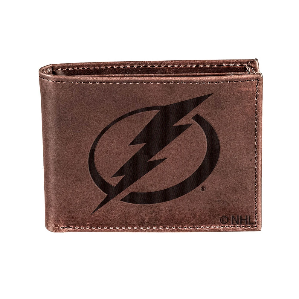 Brown Tampa Bay Lightning Bi-Fold Leather Wallet