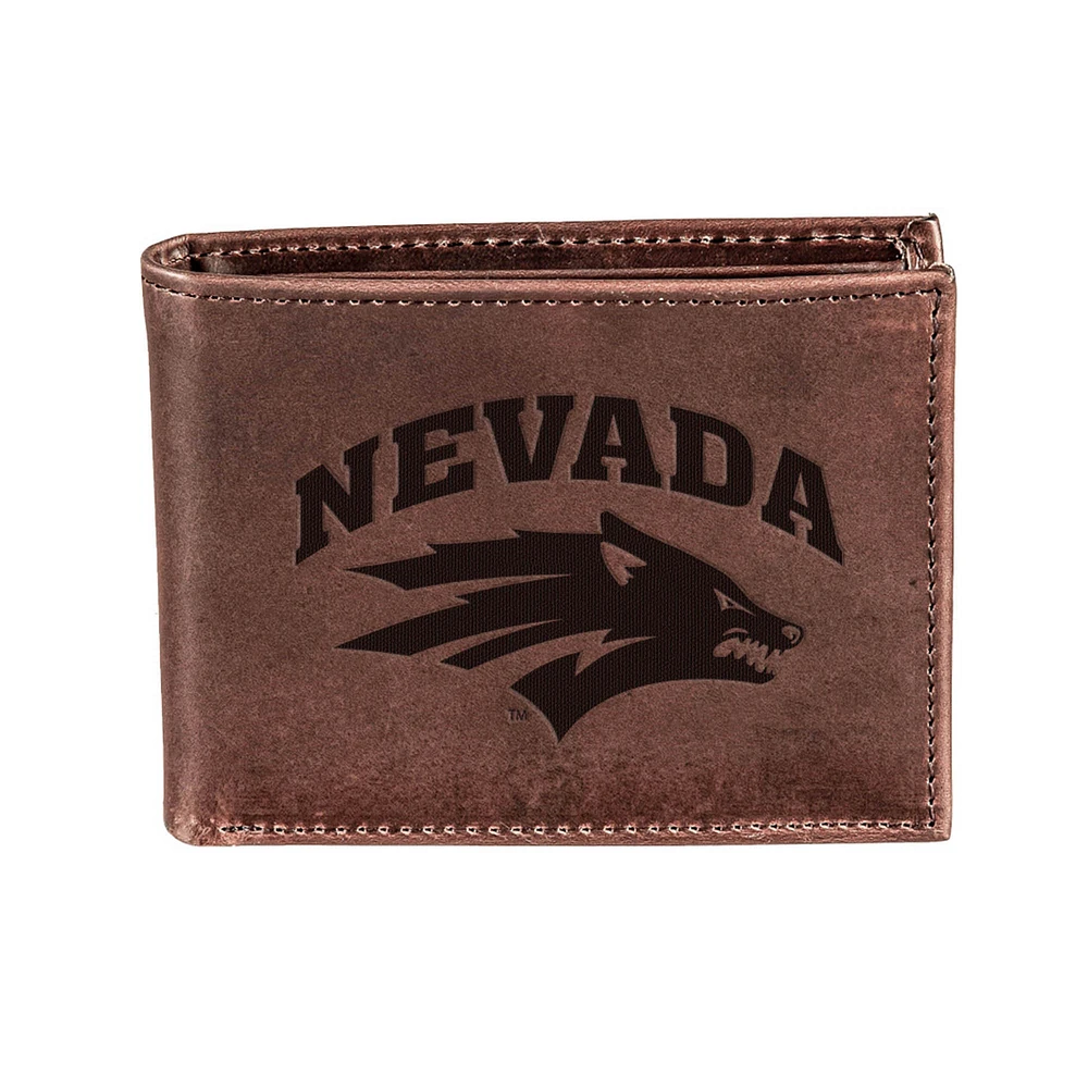 Brown Nevada Wolf Pack Bi-Fold Leather Wallet