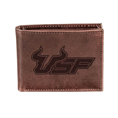 Brown South Florida Bulls Bi-Fold Leather Wallet
