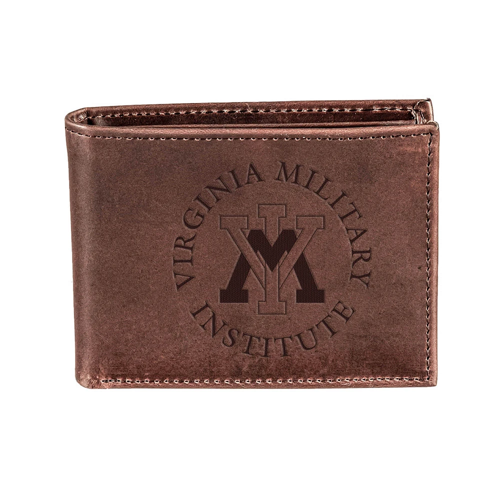 Brown Virginia Military Institute Keydets Bi-Fold Leather Wallet
