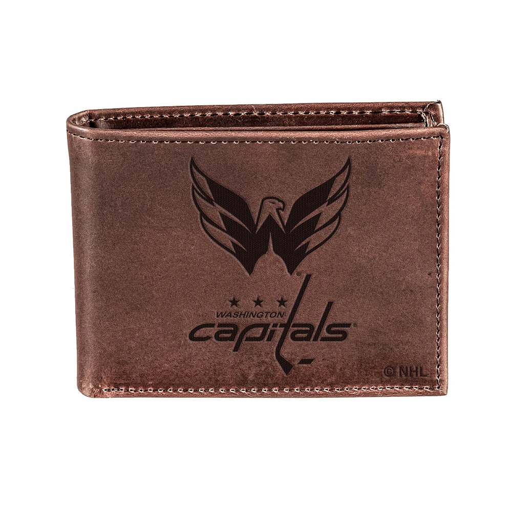 Brown Washington Capitals Bi-Fold Leather Wallet