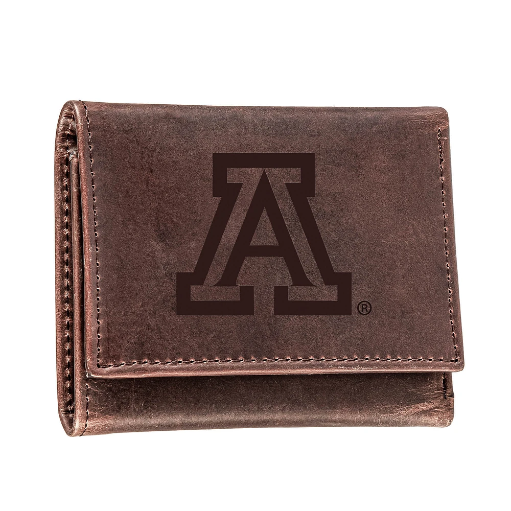 Brown Arizona Wildcats Leather Tri-Fold Wallet