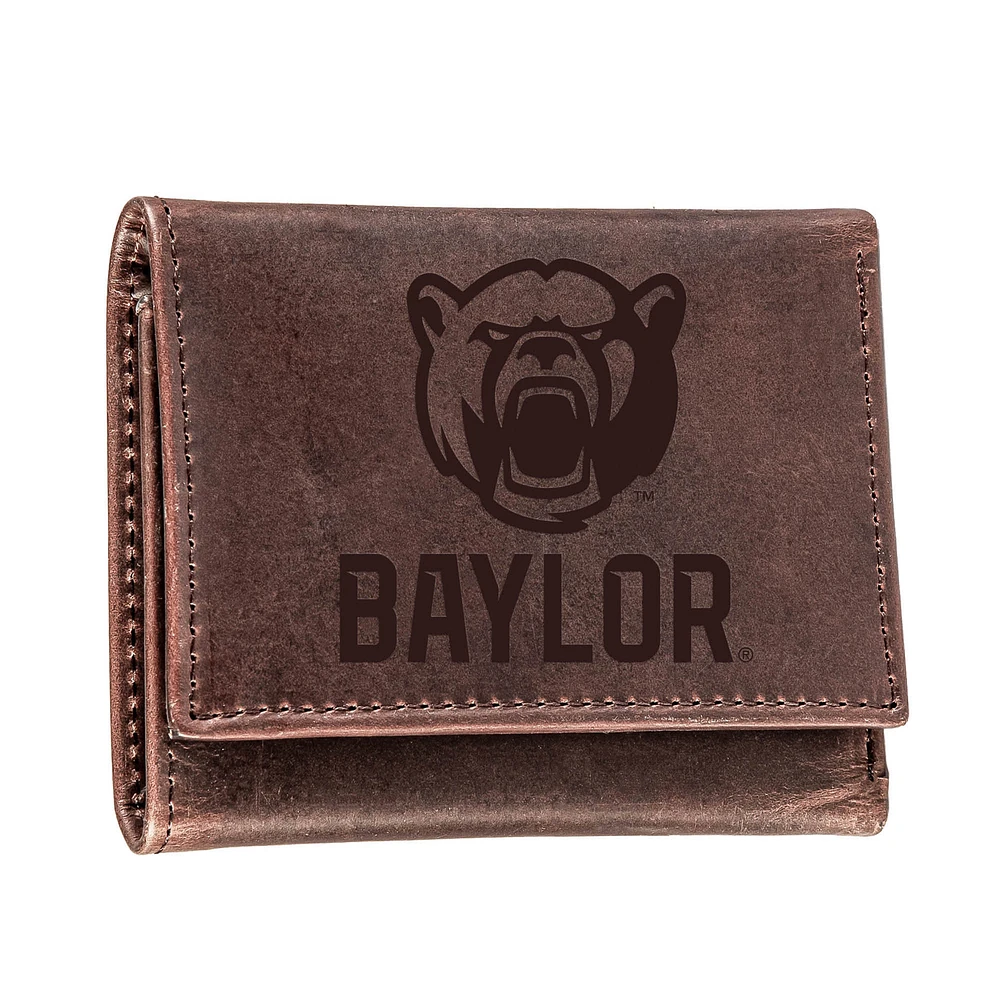 Brown Baylor Bears Leather Tri-Fold Wallet