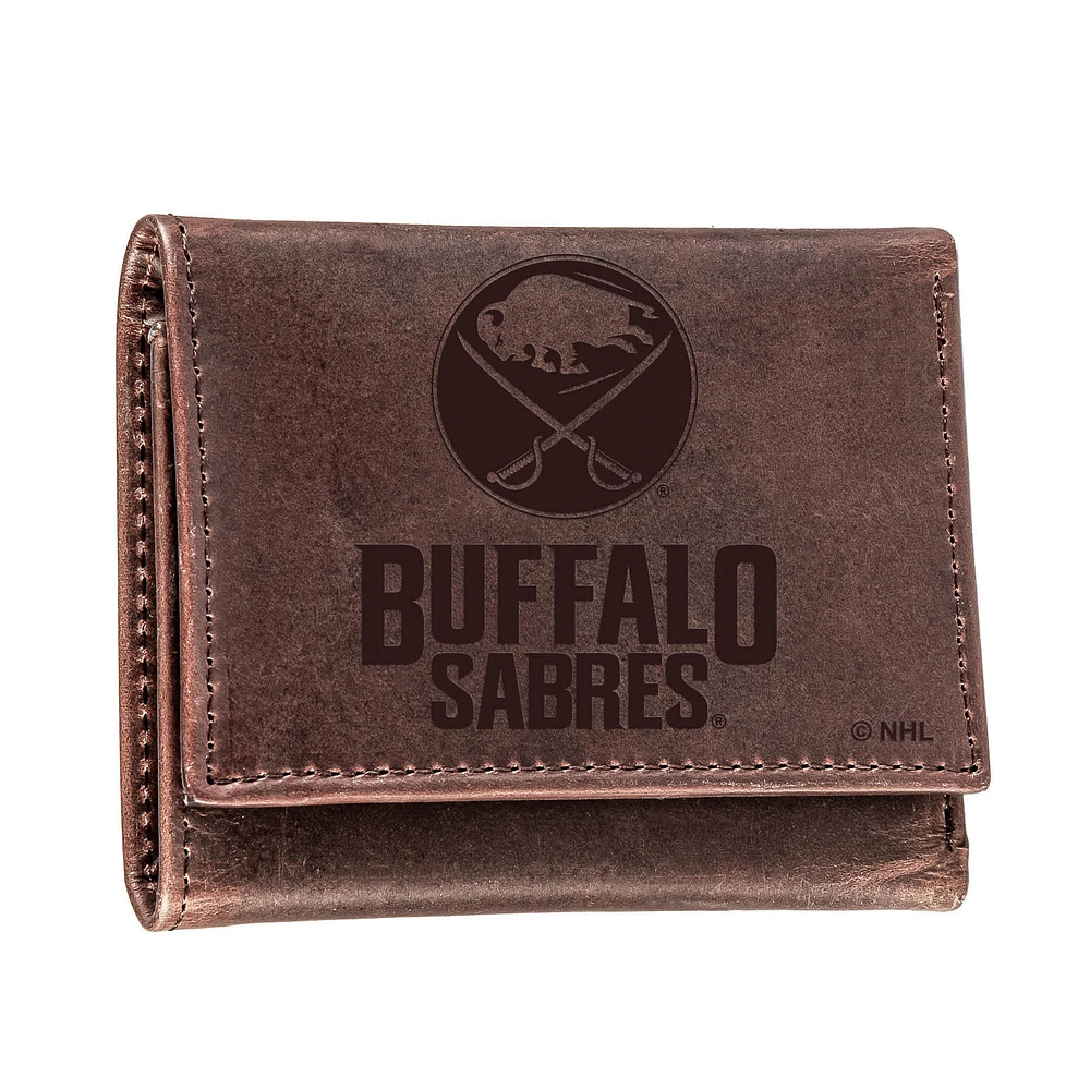 Brown Buffalo Sabres Leather Tri-Fold Wallet
