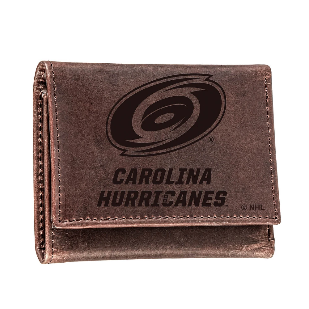 Brown Carolina Hurricanes Leather Tri-Fold Wallet