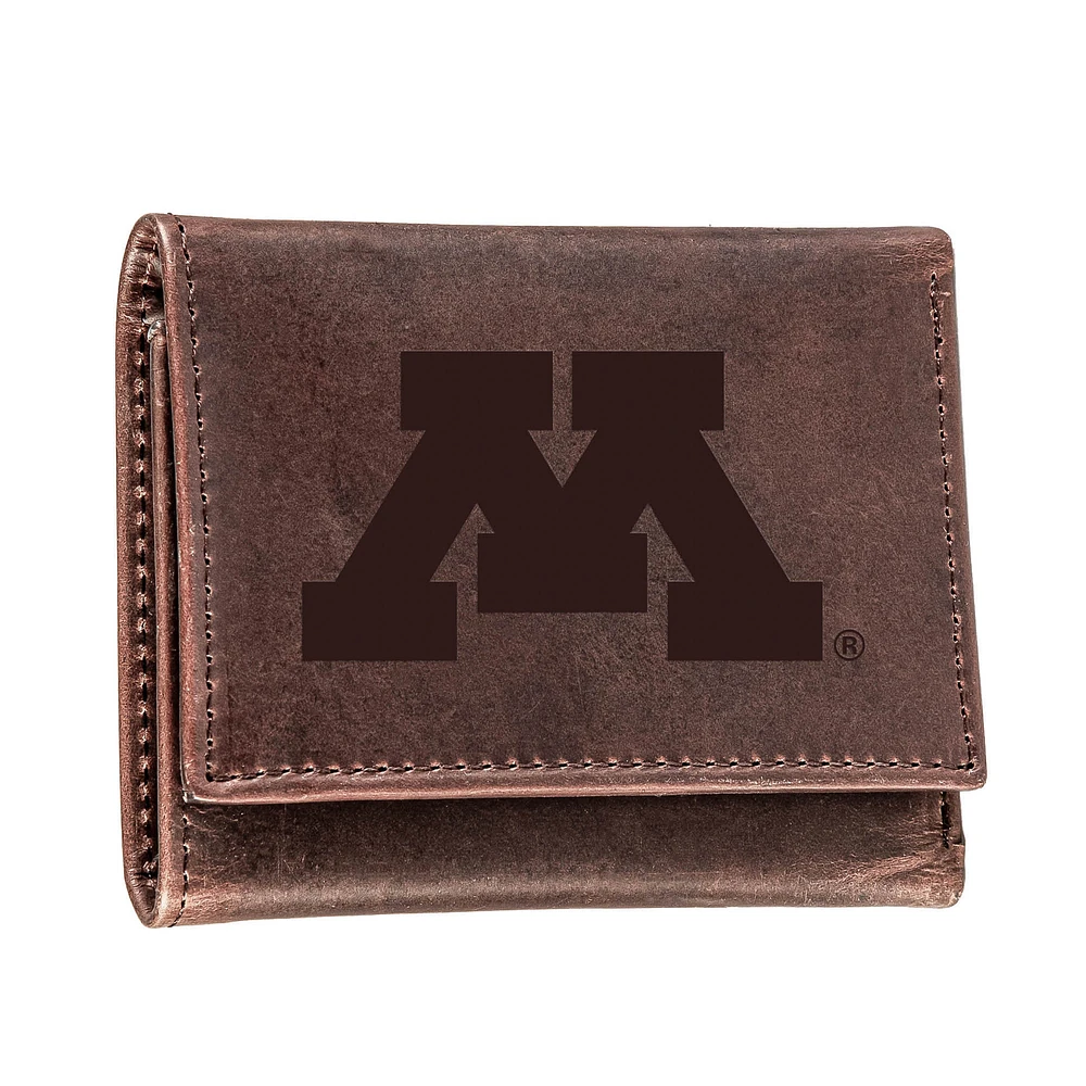 Brown Minnesota Golden Gophers Leather Tri-Fold Wallet