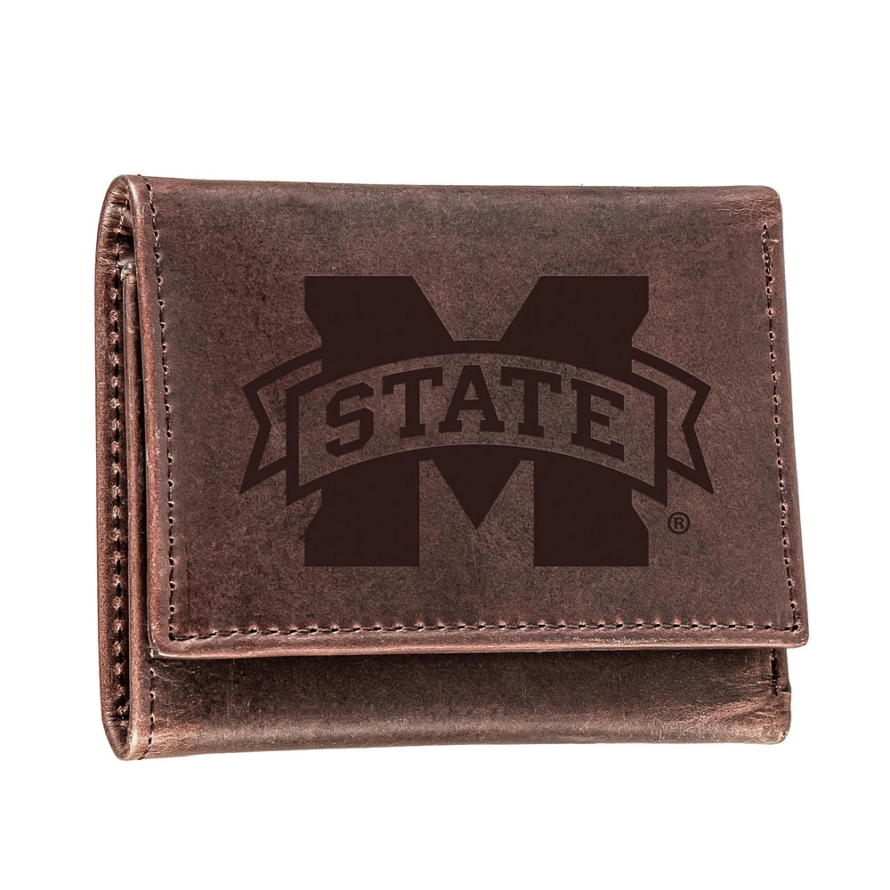 Brown Mississippi State Bulldogs Leather Tri-Fold Wallet