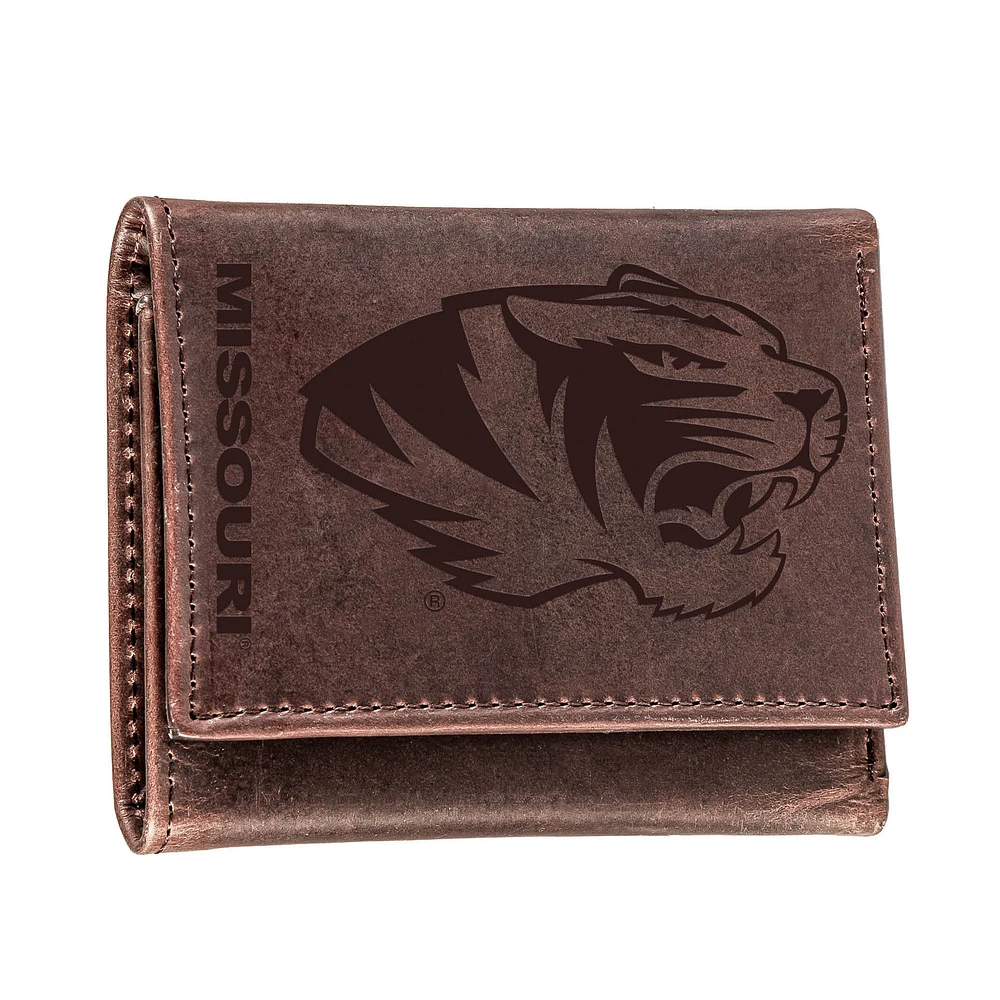 Brown Missouri Tigers Leather Tri-Fold Wallet