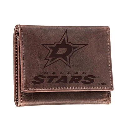 Brown Dallas Stars Leather Tri-Fold Wallet