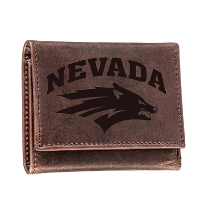 Brown Nevada Wolf Pack Leather Tri-Fold Wallet