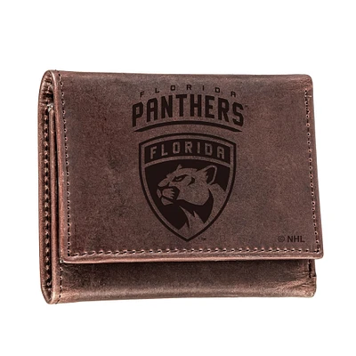 Brown Florida Panthers Leather Tri-Fold Wallet