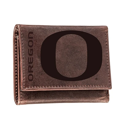 Brown Oregon Ducks Leather Tri-Fold Wallet