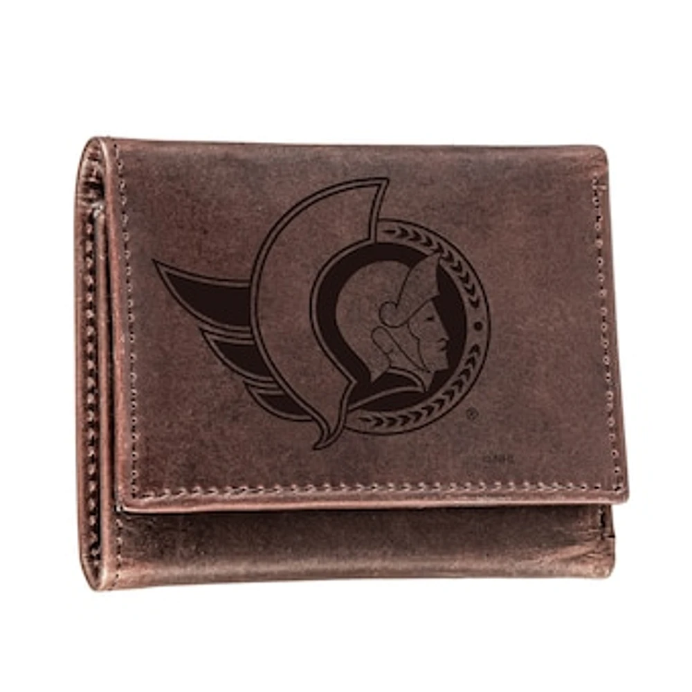 Brown Ottawa Senators Leather Tri-Fold Wallet