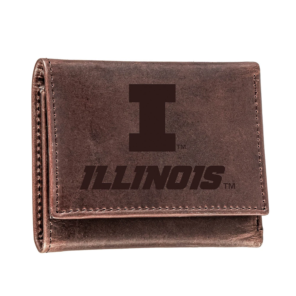 Brown Illinois Fighting Illini Leather Tri-Fold Wallet