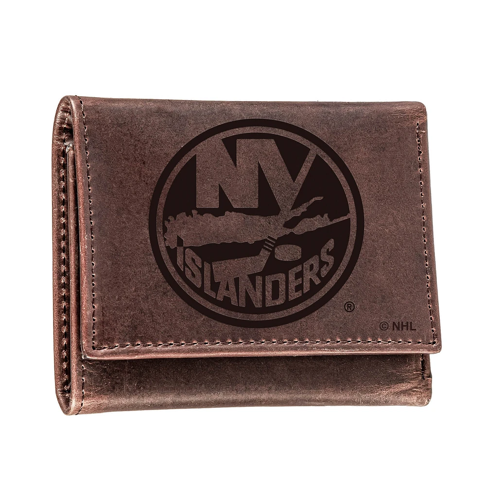 Brown New York Islanders Leather Tri-Fold Wallet