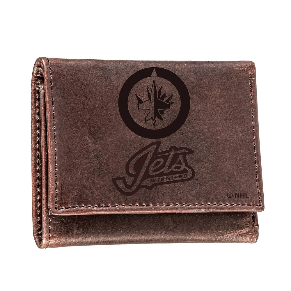 Brown Winnipeg Jets Leather Tri-Fold Wallet