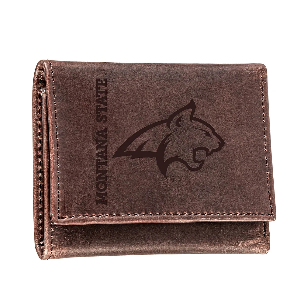 Brown Montana State Bobcats Leather Tri-Fold Wallet