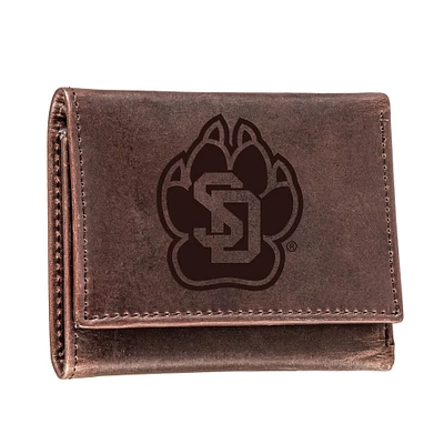 Brown South Dakota Coyotes Leather Tri-Fold Wallet