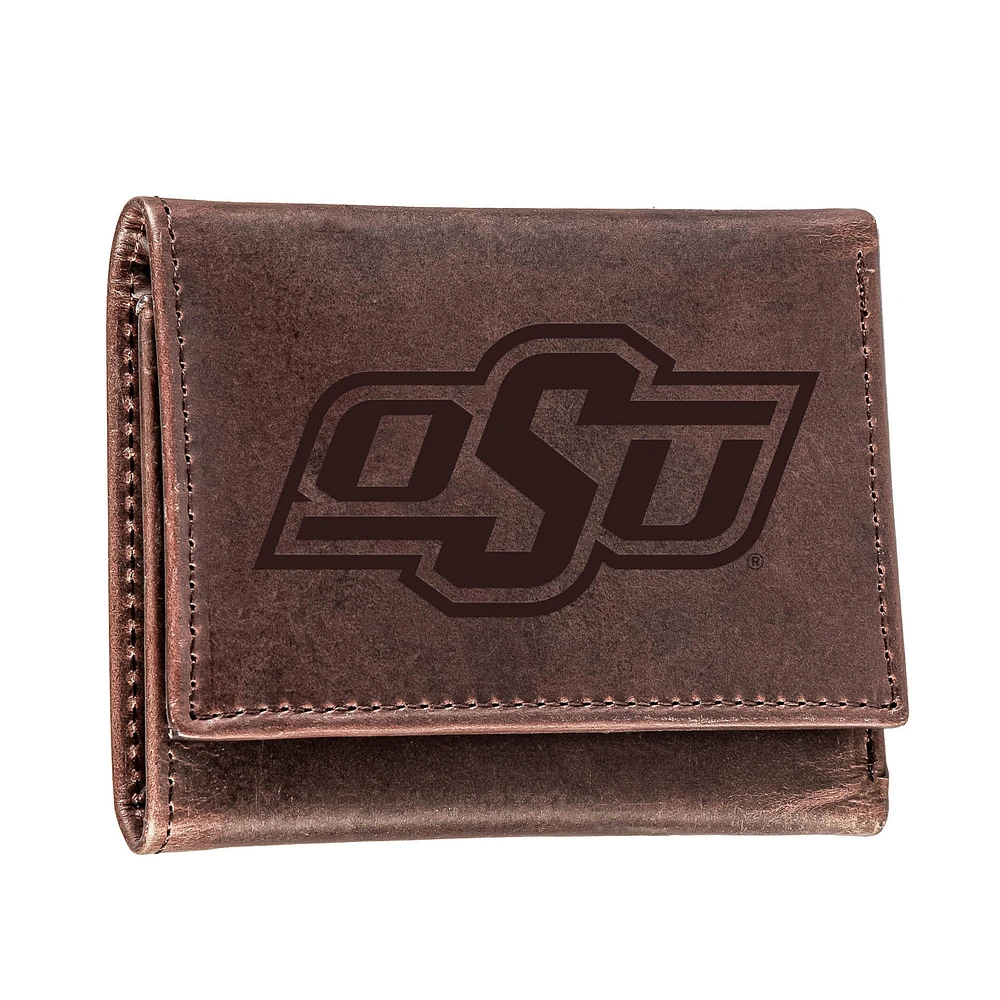 Brown Oklahoma State Cowboys Leather Tri-Fold Wallet