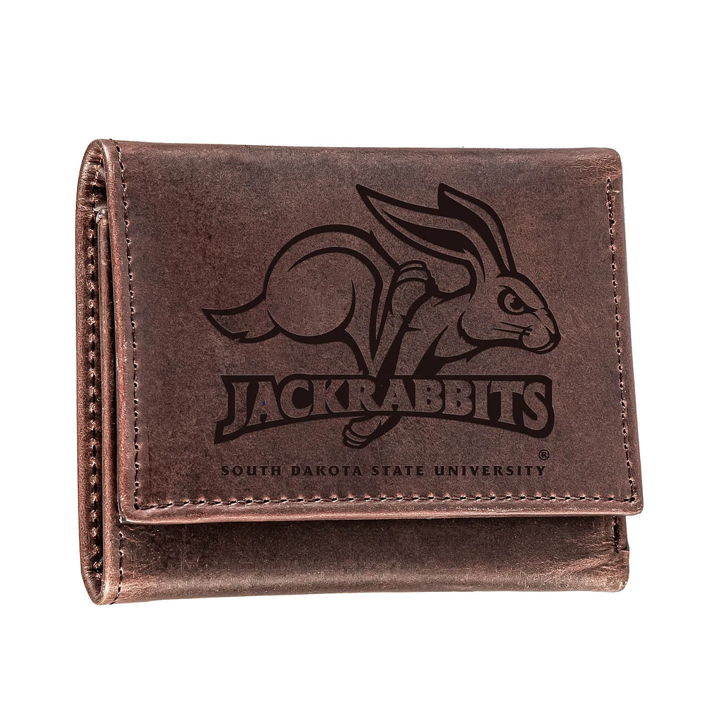 Brown South Dakota State Jackrabbits Leather Tri-Fold Wallet