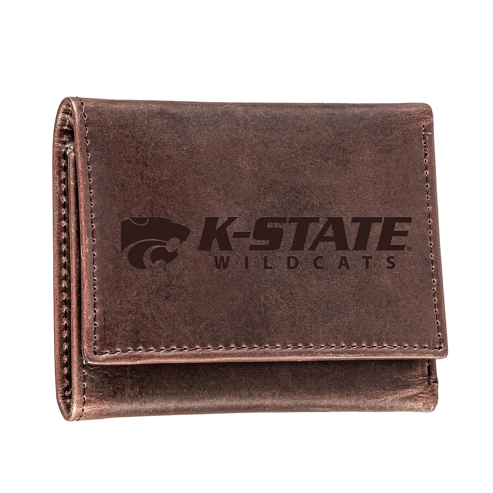 Brown Kansas State Wildcats Leather Tri-Fold Wallet