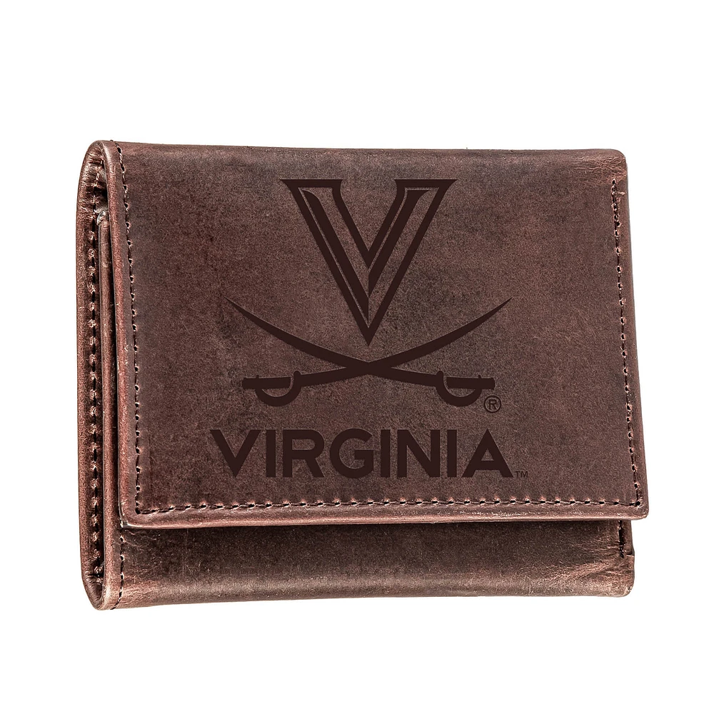 Brown Virginia Cavaliers Leather Tri-Fold Wallet