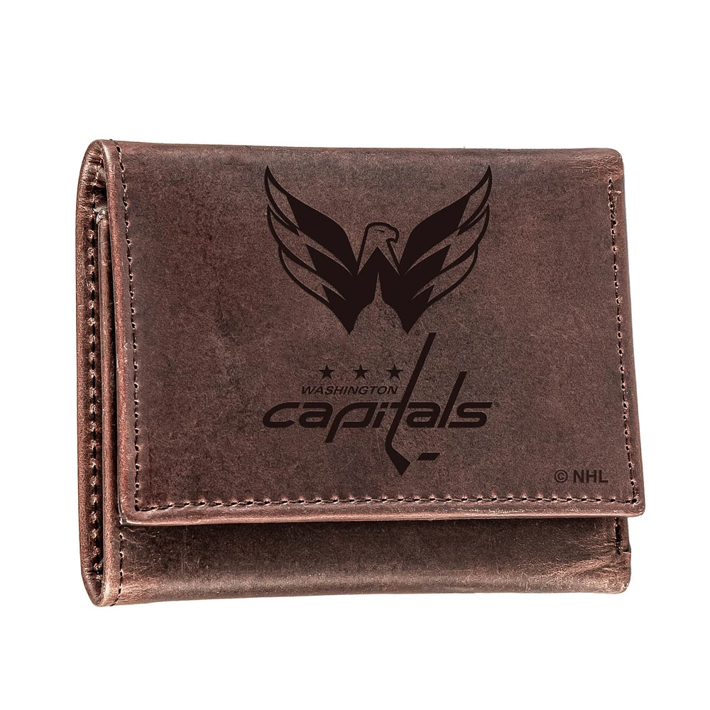 Brown Washington Capitals Leather Tri-Fold Wallet