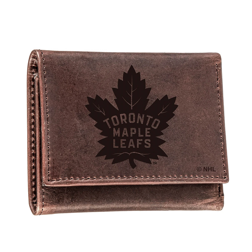 Brown Toronto Maple Leafs Leather Tri-Fold Wallet