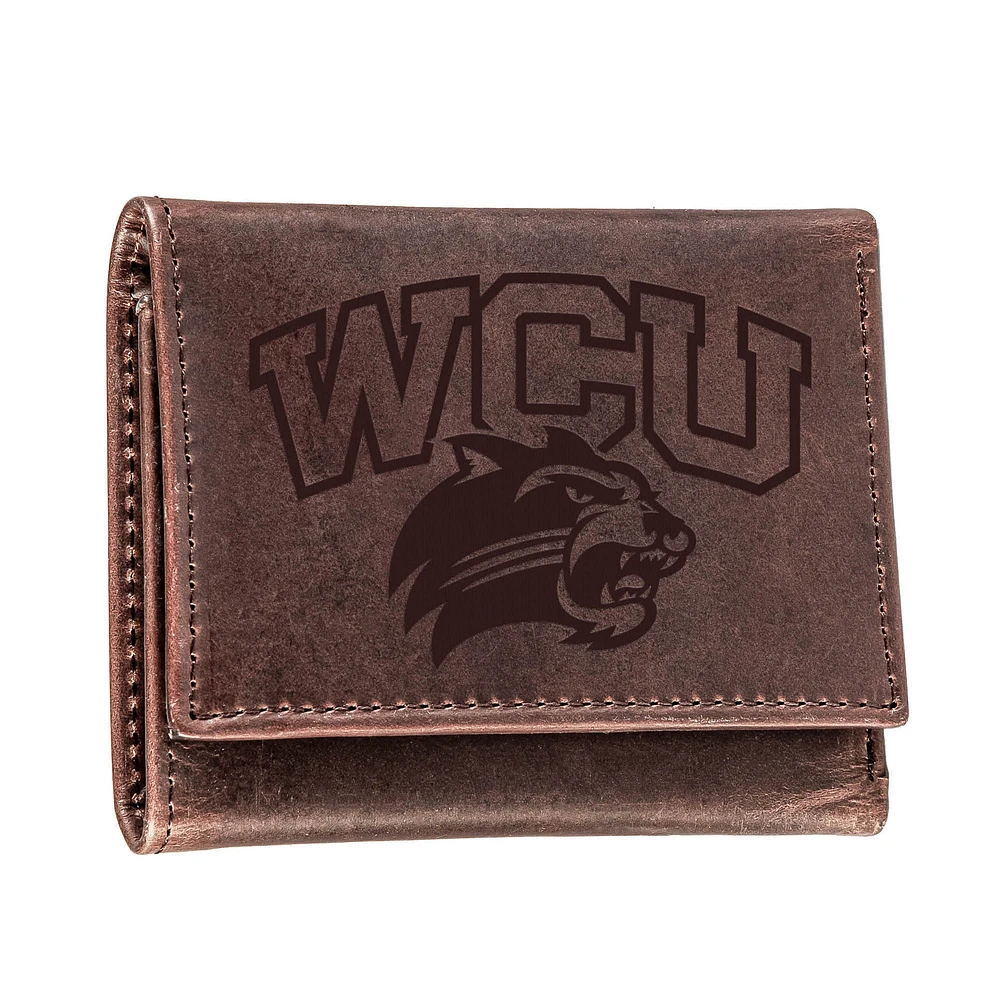 Brown Western Carolina Catamounts Leather Tri-Fold Wallet