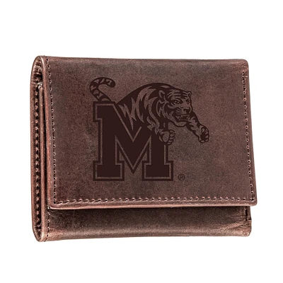 Brown Memphis Tigers Leather Tri-Fold Wallet