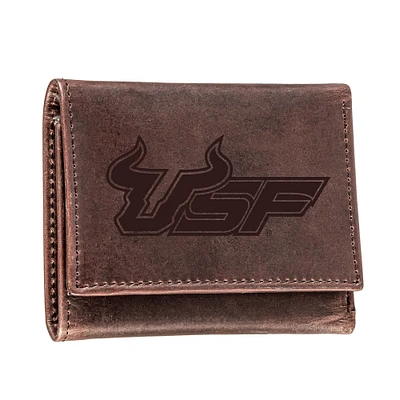 Brown South Florida Bulls Leather Tri-Fold Wallet