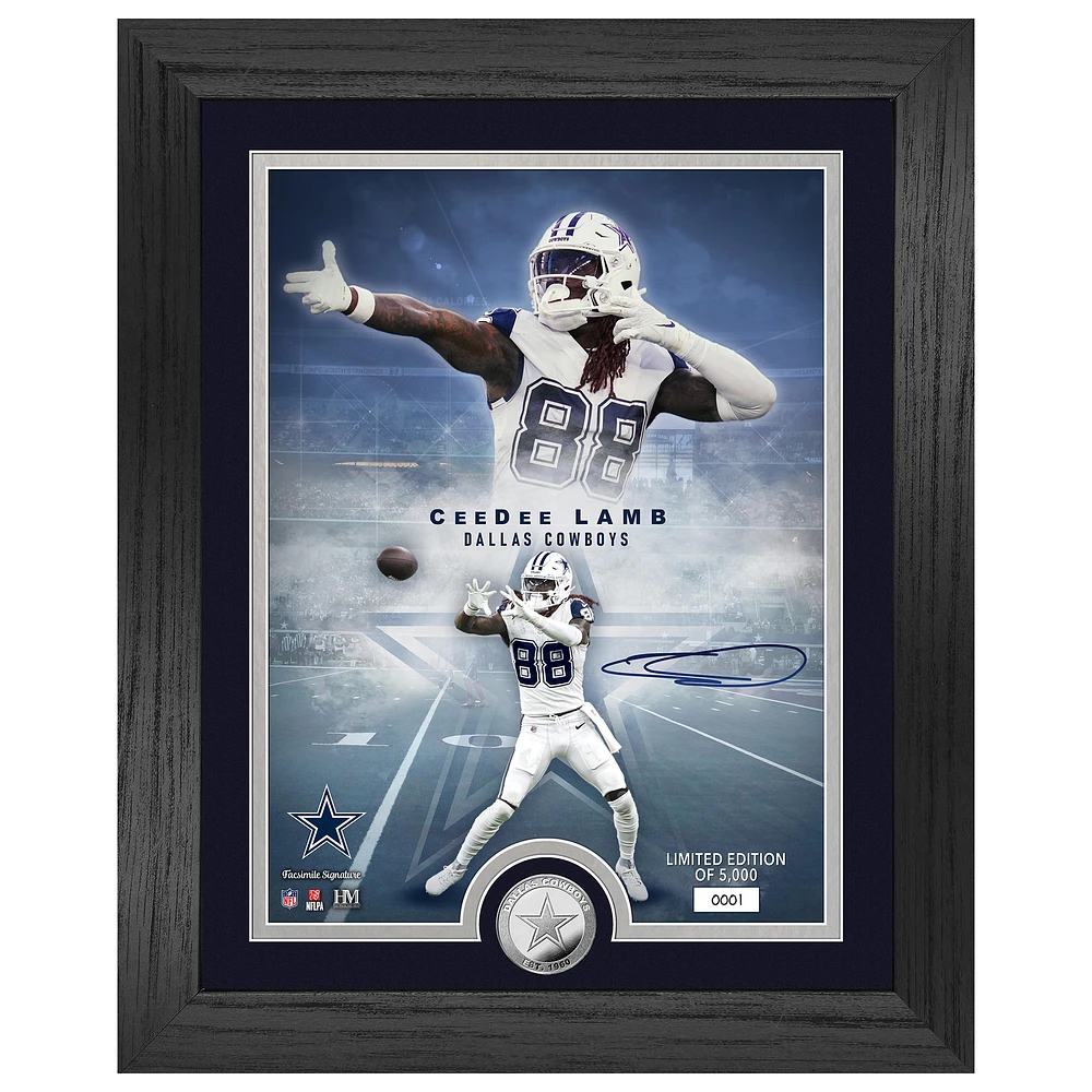 Highland Mint CeeDee Lamb Dallas Cowboys 13" x 16" Legends Silver Coin Photo Mint