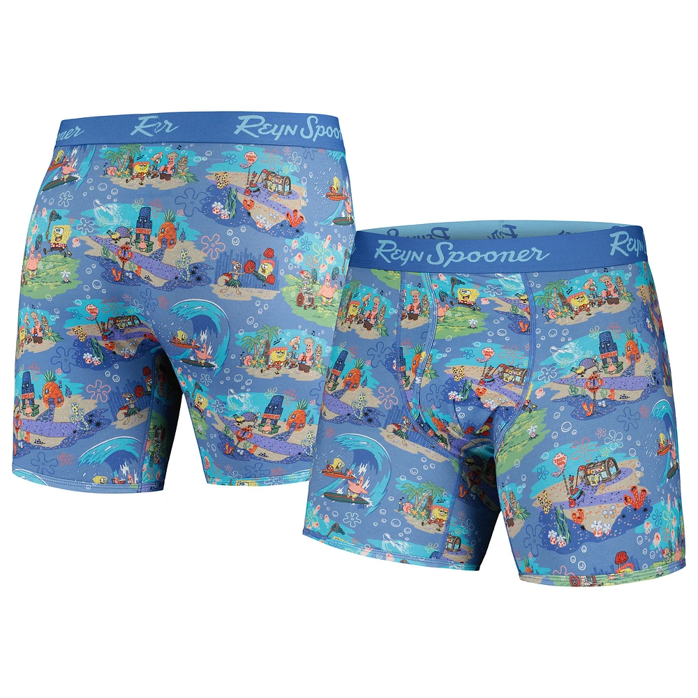 Men's Reyn Spooner Blue SpongeBob SquarePants Aloha From Bikini Bottom Boxer Briefs