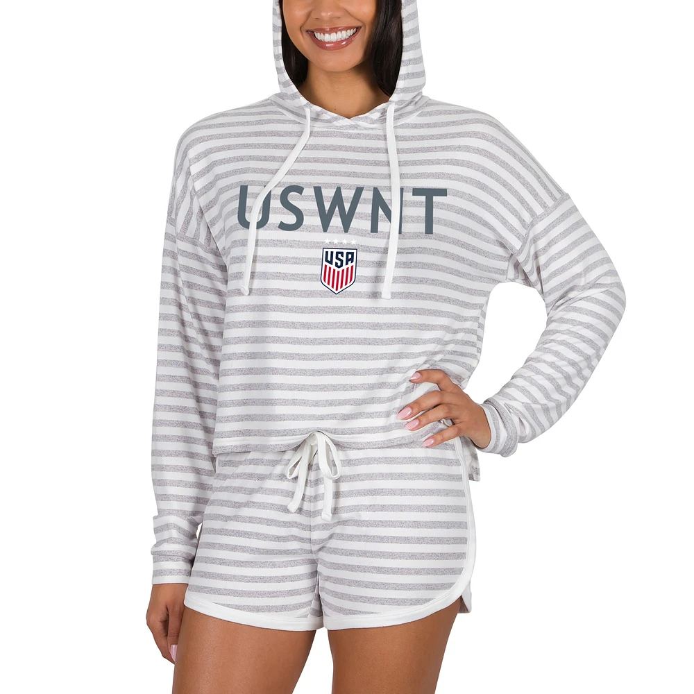 Women's Concepts Sport Cream USWNT Visibility Long Sleeve Hoodie Top & Shorts Set