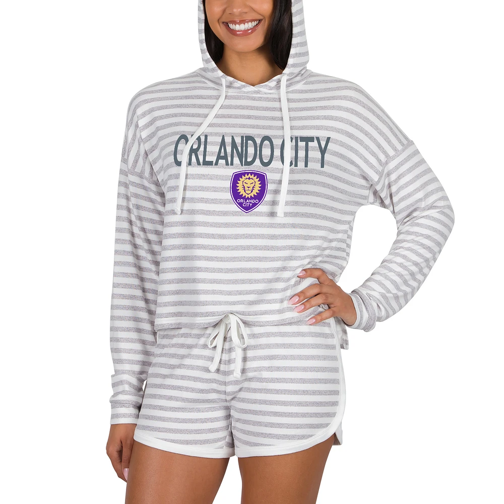 Women's Concepts Sport Cream Orlando City SC Visibility Long Sleeve Hoodie Top & Shorts Set