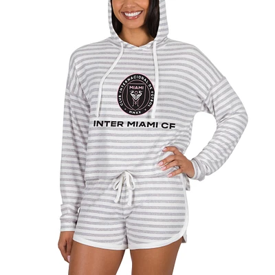 Women's Concepts Sport Cream Inter Miami CF Visibility Long Sleeve Hoodie Top & Shorts Set