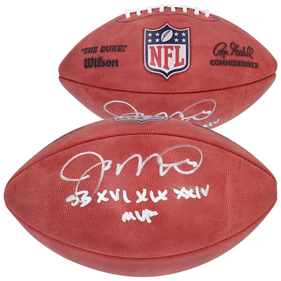 Joe Montana San Francisco 49ers Autographed Duke Full Color Football with "SB XVI, XIX, XXIV MVP" Inscription