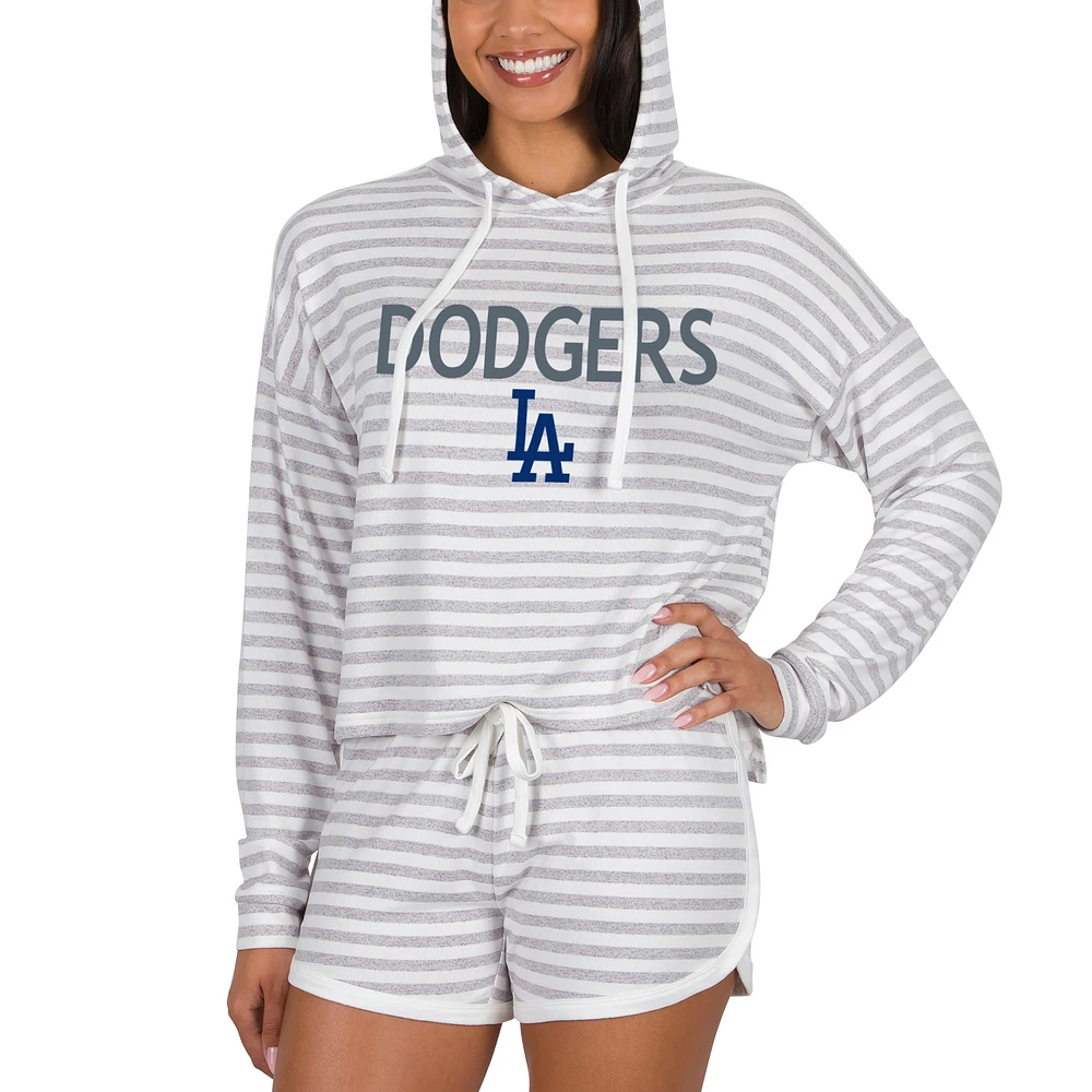 Women's Concepts Sport Cream Los Angeles Dodgers Visibility Long Sleeve Hoodie Top & Shorts Set