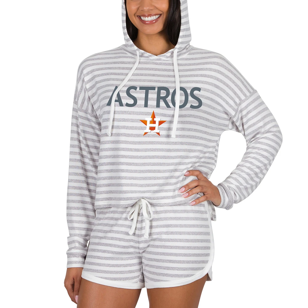Women's Concepts Sport Cream Houston Astros Visibility Long Sleeve Hoodie Top & Shorts Set