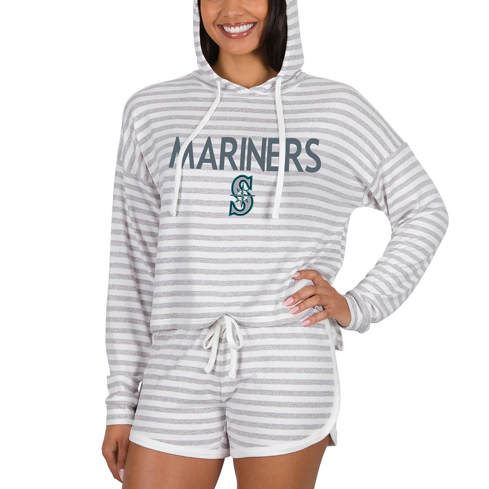 Women's Concepts Sport Cream Seattle Mariners Visibility Long Sleeve Hoodie Top & Shorts Set