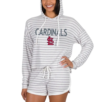 Women's Concepts Sport Cream St. Louis Cardinals Visibility Long Sleeve Hoodie Top & Shorts Set