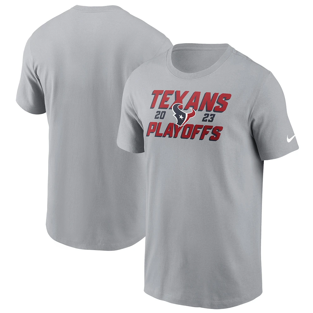 Men's Nike Gray Houston Texans 2023 NFL Playoffs Iconic T-Shirt