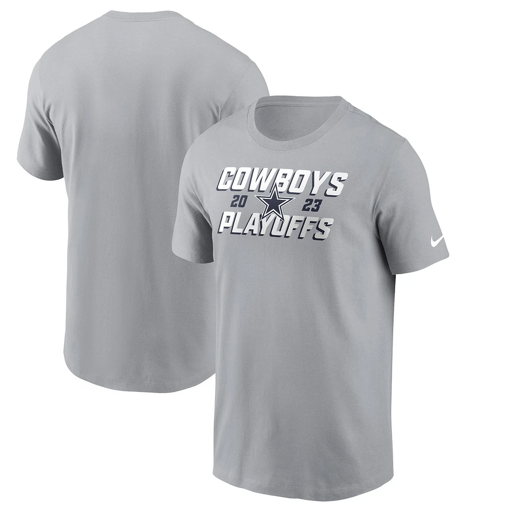 Men's Nike Gray Dallas Cowboys 2023 NFL Playoffs Iconic T-Shirt