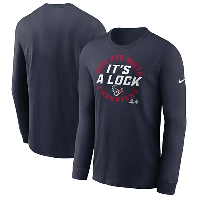 Men's Nike Navy Houston Texans 2023 AFC South Division Champions Locker Room Trophy Collection Long Sleeve T-Shirt