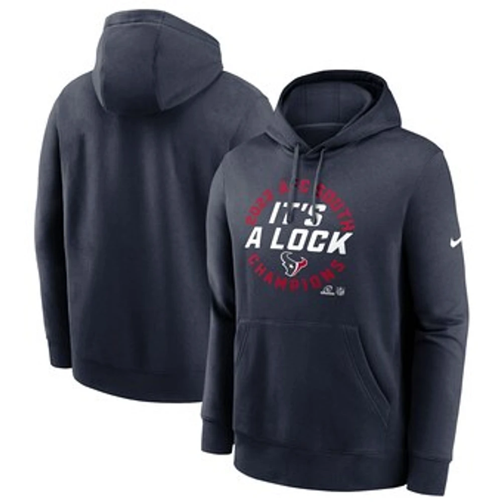 Men's Nike Navy Houston Texans 2023 AFC South Division Champions Locker Room Trophy Collection Club Pullover Hoodie